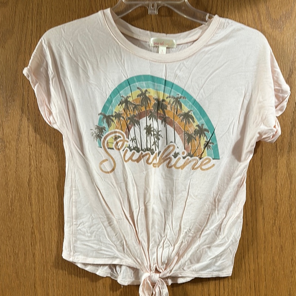 Sunshine Graphic Tie-Front Tee - Cream